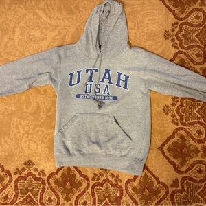 Gray Hoodie with Blue Print